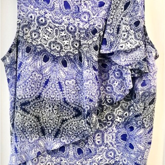 Anthropology Sleeveless top.Beautiful tropical blues, flowing:layered front - Picture 3 of 3